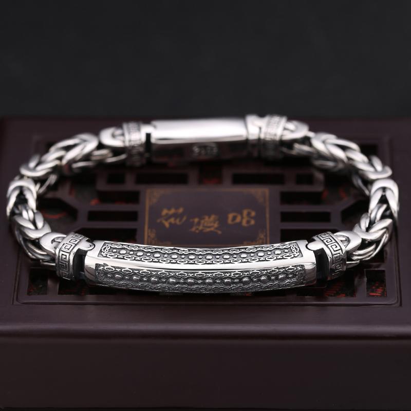 High End Jewelry Men's Embossed Bracelet, Light Luxury Thai Jewelry, Retro Trendy, Loop Buckle Chain