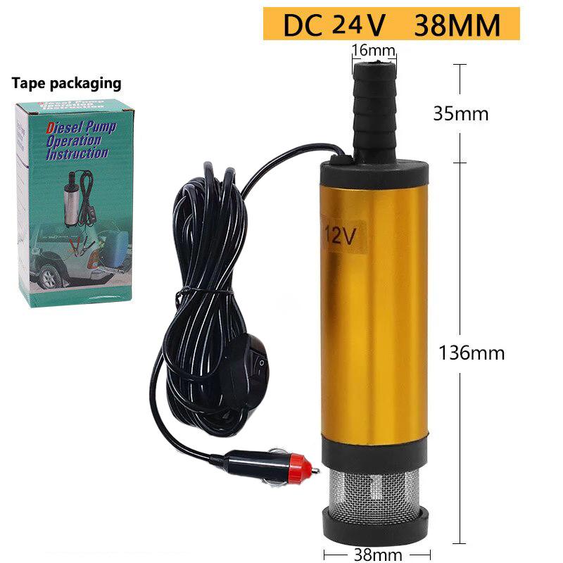 Mini Submersible Diesel Fuel Transfer Water Oil Suction Pump 38MM Aluminum Alloy DC 12V 24V 20L/Min 25W Car Cigarette Lighter
