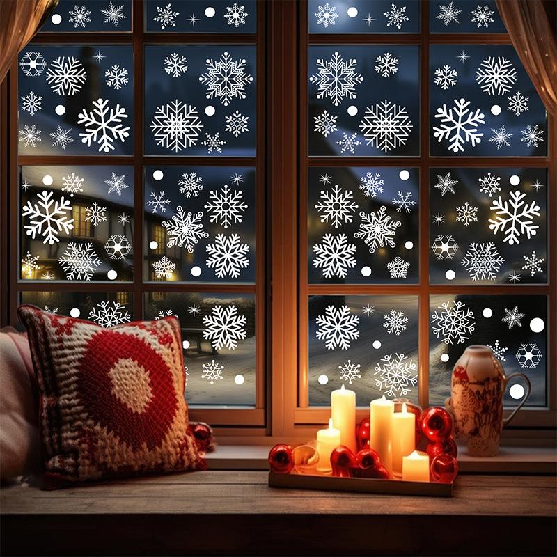 Santa Claus Snowflake Glass Window Decoration Sticker for Christmas Party New Year Home DIY Window Wall Decoration Sticke
