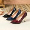 Europäischer & Amerikanischer Stil Spitz zulaufender Stiletto-Absatz Schlangenleder Hohe Absätze, Damenschuhe in Übergröße (Größe 43)
