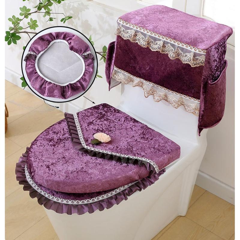 European Style Storage Water Tank Dust Cover Lace Toilet Set Easy To Install Clean Toilet Seat Cushion Non Shedding Seat Mat Beautiful Adorn Supplies