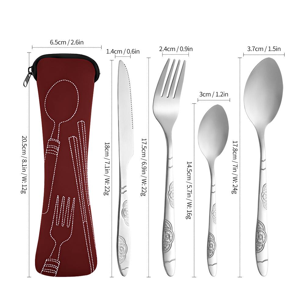 Compact Stainless Steel Cutlery Set: Spoon, Fork, Chopsticks, Knife - Ideal for Outdoor Travel