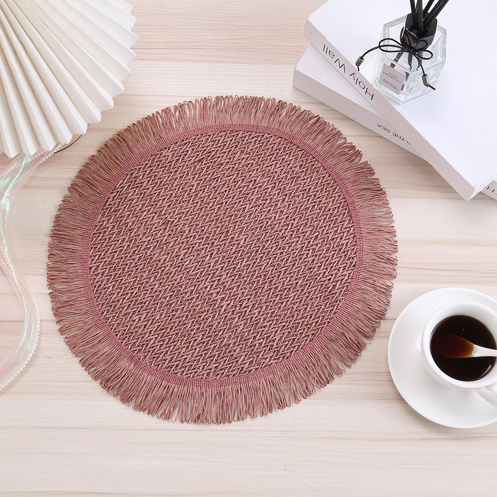 4pcs Hemp Rope Woven Placemat Home Decoration Tassel Hemp Rope Non-slip Mat Hotel Restaurant Western Food Insulation Mat