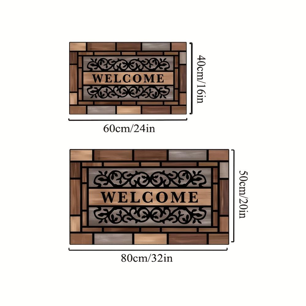 Country Wooden Welcome Door Mat Non Slip Indoor Entrance Pad Crystal Velvet Carpet for Home Decoration