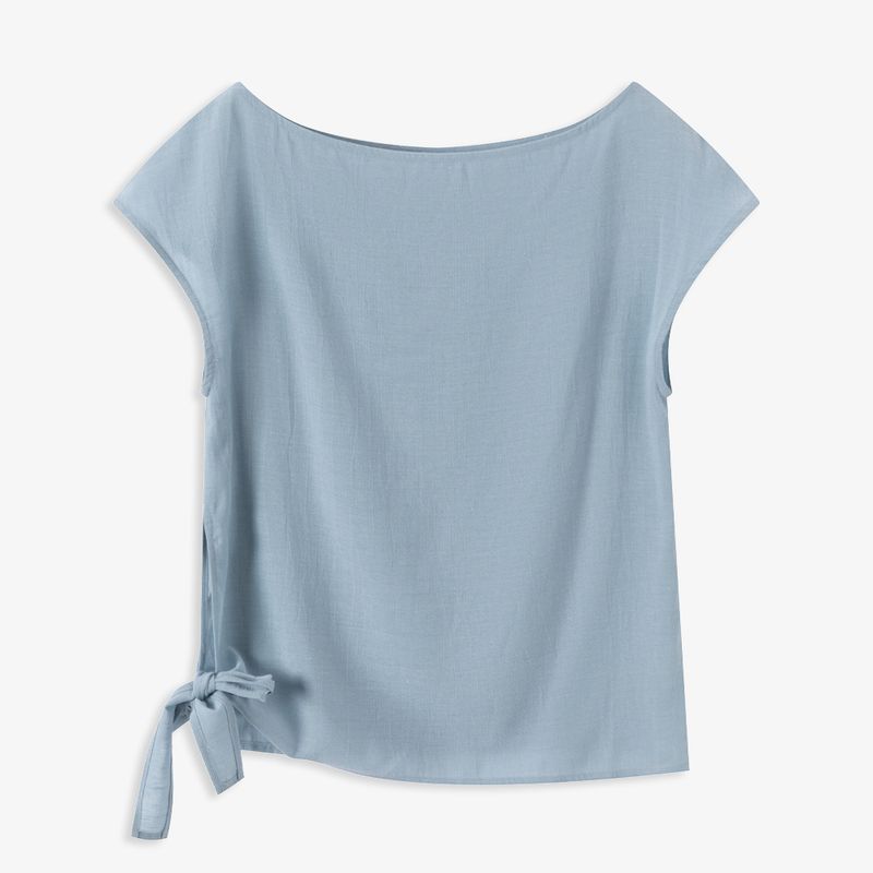 

Aozhi Country Slow Life Relaxation Feeling Plaid 2 Colors Knotted Loose Tops + Shoelace Profile Pants Suit N Blue Tops One size