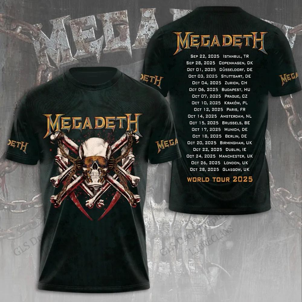Band Rock Heavy Metal Megadeth Stampa 3D Creativo Hip-hop Fresco Top Estivo Uomo Casual Moda Manica Corta Girocollo Abbigliamento