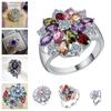 Silver Water Drop Pear-Shaped Flower Snowflake Ring Simple Temperament Flower Ring
