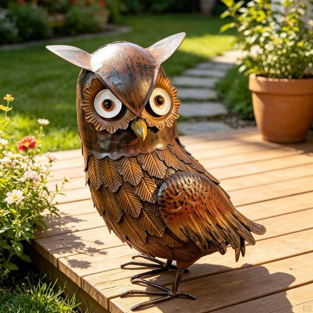 Owl Figurine Decorative Statue Handcrafted Bird for Gardeners, Homeowners, Garden,