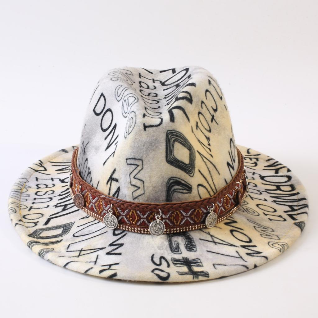 New European and American style letter printing fashion top hat men's and women's fashion jazz hat sunscreen sun hat
