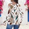 Women Plus Size White Blue Floral Paisley Printed Asymmetric Cutout Neck Cold Shoulder Long Sleeve Fitted Blouse