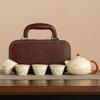 2025 New Huang Ru Kiln Travel Tea Set One Pot Four Cups Kung Fu Outdoor Portable Tea Drinking Tea Pot Tea Cup