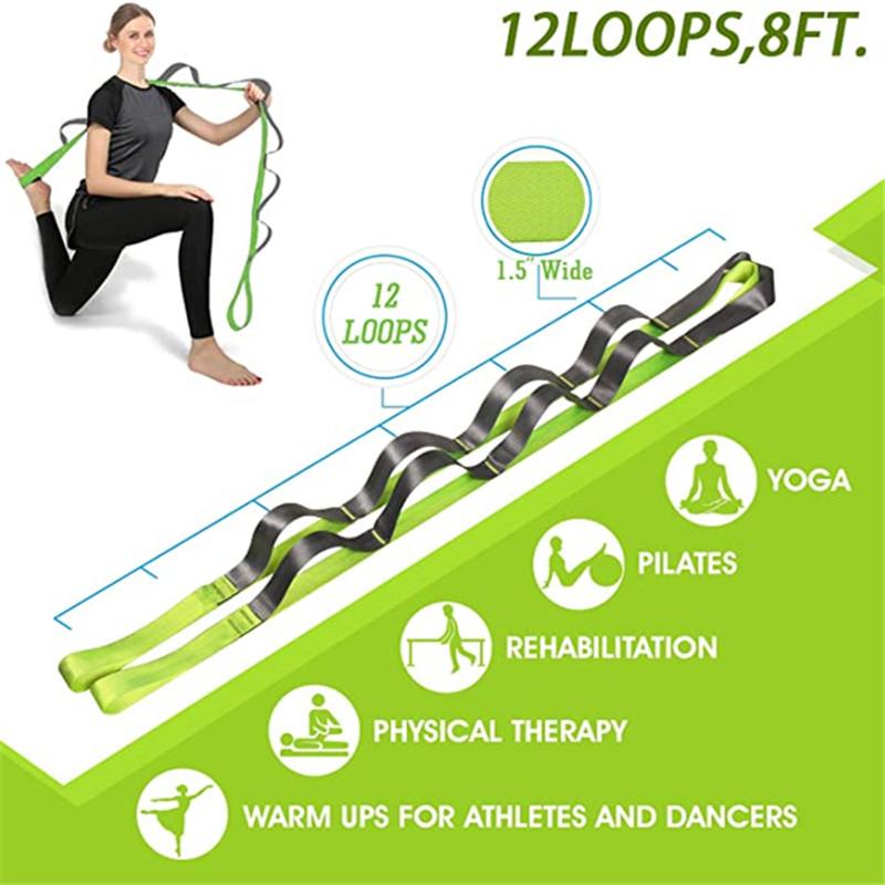 Yoga Strap Stretch Straps 12-segment Yoga Belt for Physical Therapy Pilates Dance Gymnastics Stretching Fitness Band Non-Elastic