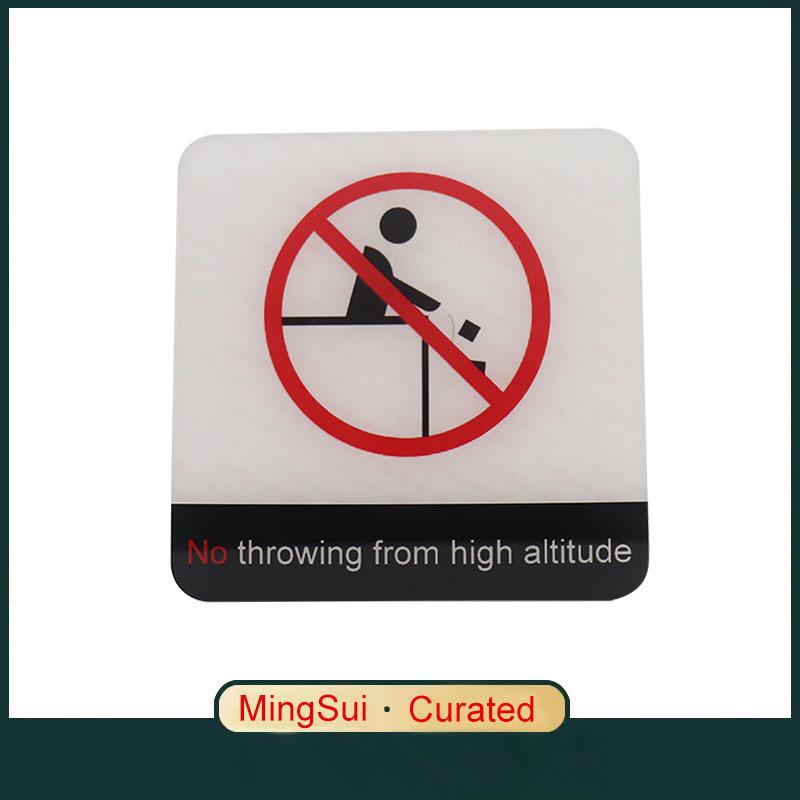 Acrylic Creative Signage No Throwing from High Altitude Sign Wall Label Sticker Warning Badge for Residential Communities Office Shopping Malls Hotels