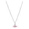Kleiner Dreidimensionaler Saturn Rosa Ring Kugel Messing Halskette Damen Silber 6302039J-S306