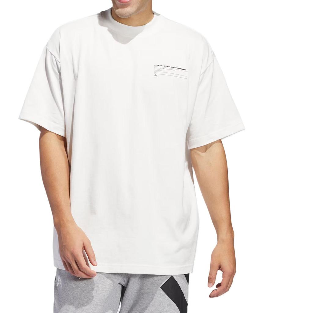 adidas T Shirts Men's White Crew Neck Moderate Straight Fit JY3973