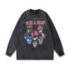Harajuku Street Retro Trendy Brand Washing Water Old Long-Sleeved T-Shirt Men And Women Oversize Hip-Hop Couple Top