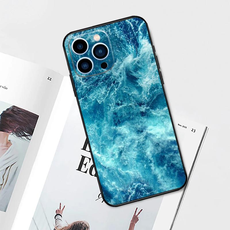 Modrý Mořský Oceán Vlny Pouzdro Pro iPhone 15 14 13 12 11 Pro Max Mini Kryt X XR XS SE 8 7 14 15 Plus Příslušenství