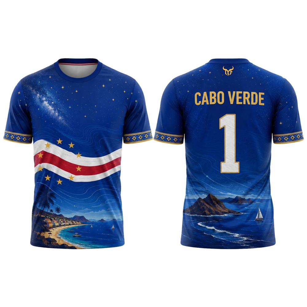 Cape Verde Flag Landscape Print Jersey Men's Quick-drying And Breathable Sports Soccer T-shirt Unisex Street Casual Top