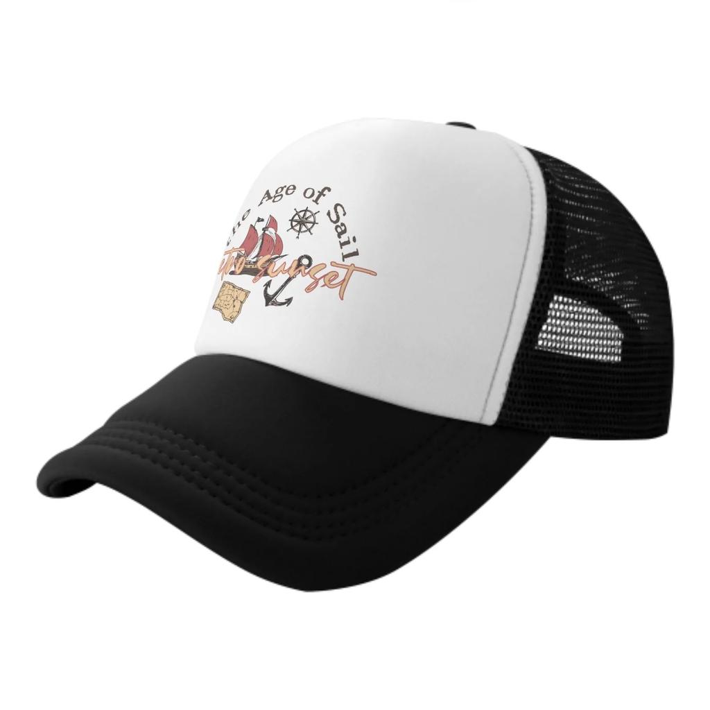 Cap For The Voyage Of Captain'S The Age Of Sail Printed Half Mesh Baseball Cap Outdoor Simple Fashion Sun Hat Lightweight