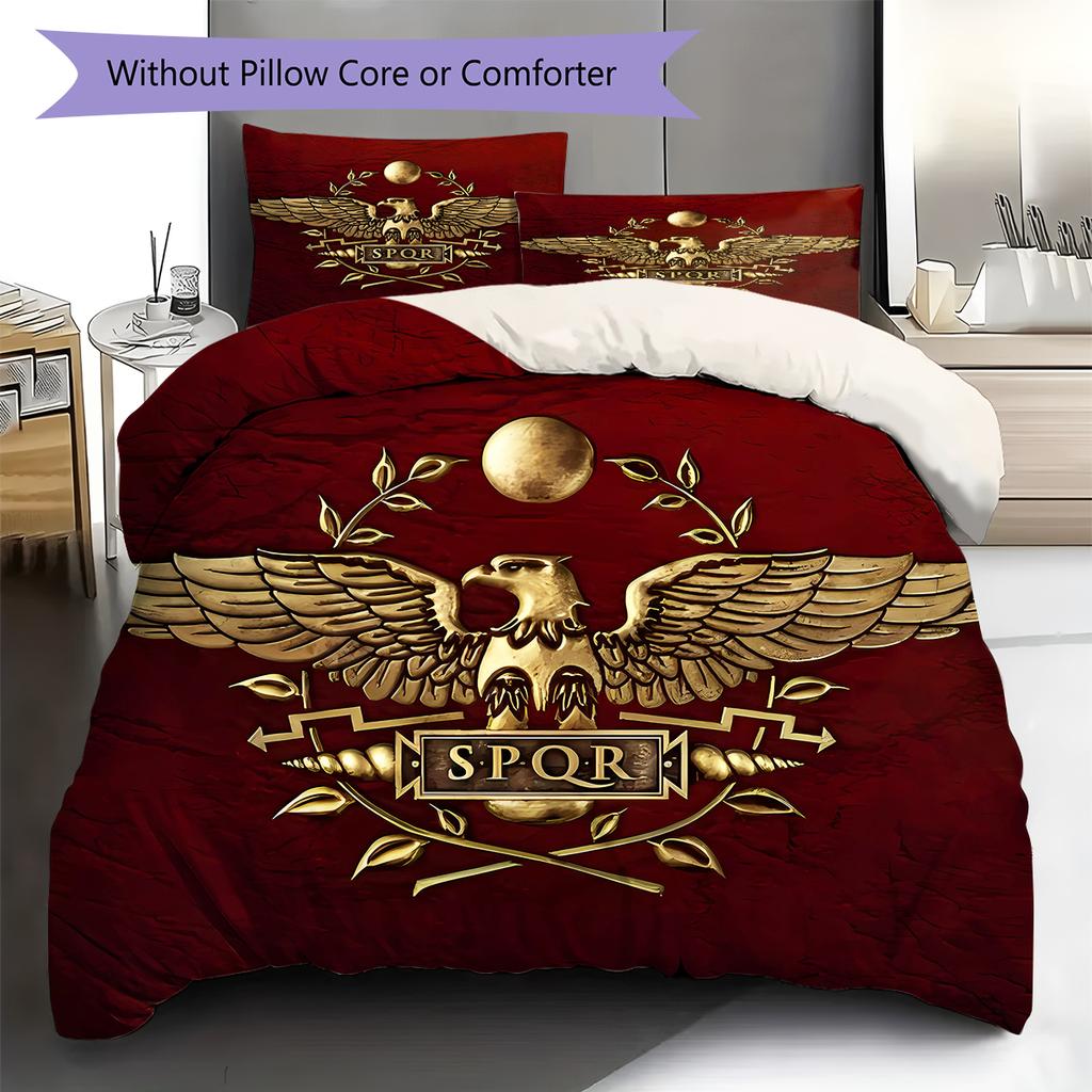 Roman SPQR Pattern Bedding,Quilt Set Quilt Cover Pillowcase Home Birthday Gift (1 * duvet cover + 2 * pillowcase, without core)