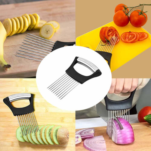 Stainless Steel Onion Holder for Slicing, Onion Slicer Holder, Onion Cutter for Slicing Onions, Tomatoes, Avocados, Eggs and Other Vegetables, Kitchen