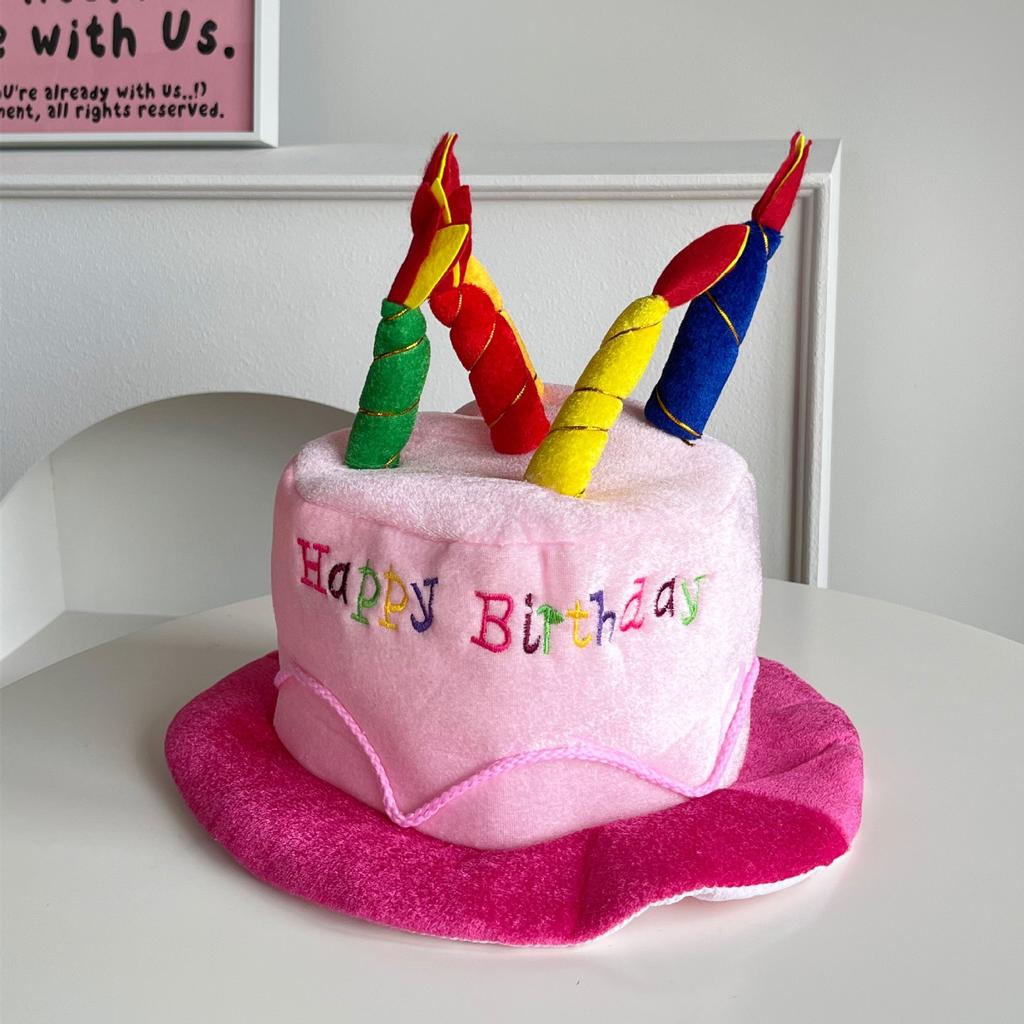 Plush Birthday Cake Hat and Glasses Set 2pcs Novelty Birthday Party Accessories for Kids Adults Happy Birthday Celebration Decor