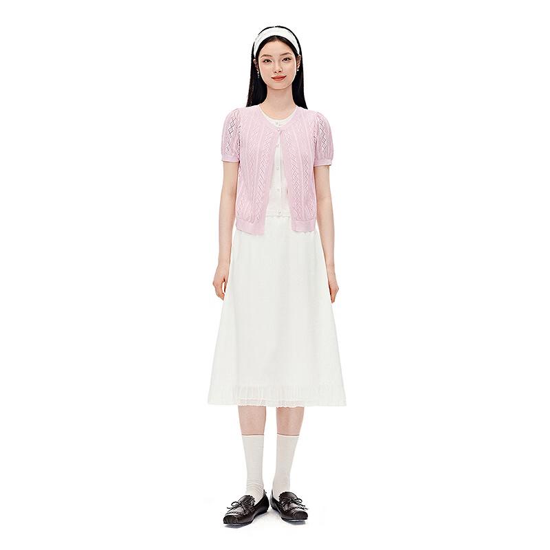 LEDIN Summer Off-White Straight Midi Skirt
