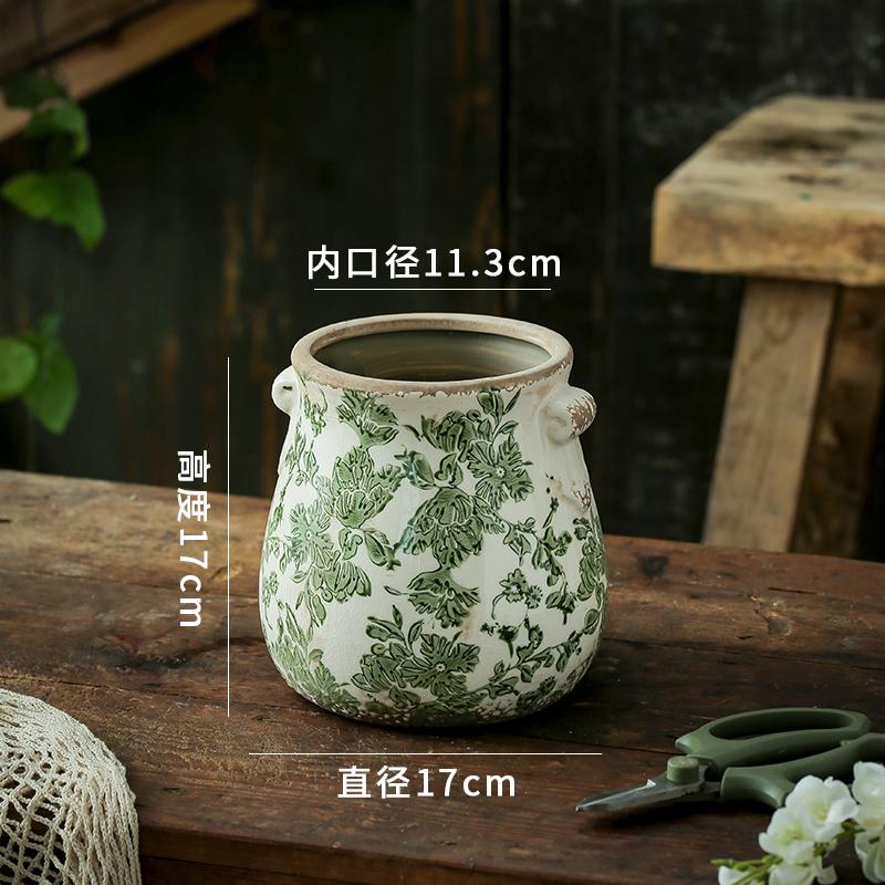 Vase Home Desktop Decoration Vintage Ceramic Light Luxury High-Grade Creative ArtisticStyle Pastoral Outdoor CourtyardDecoration