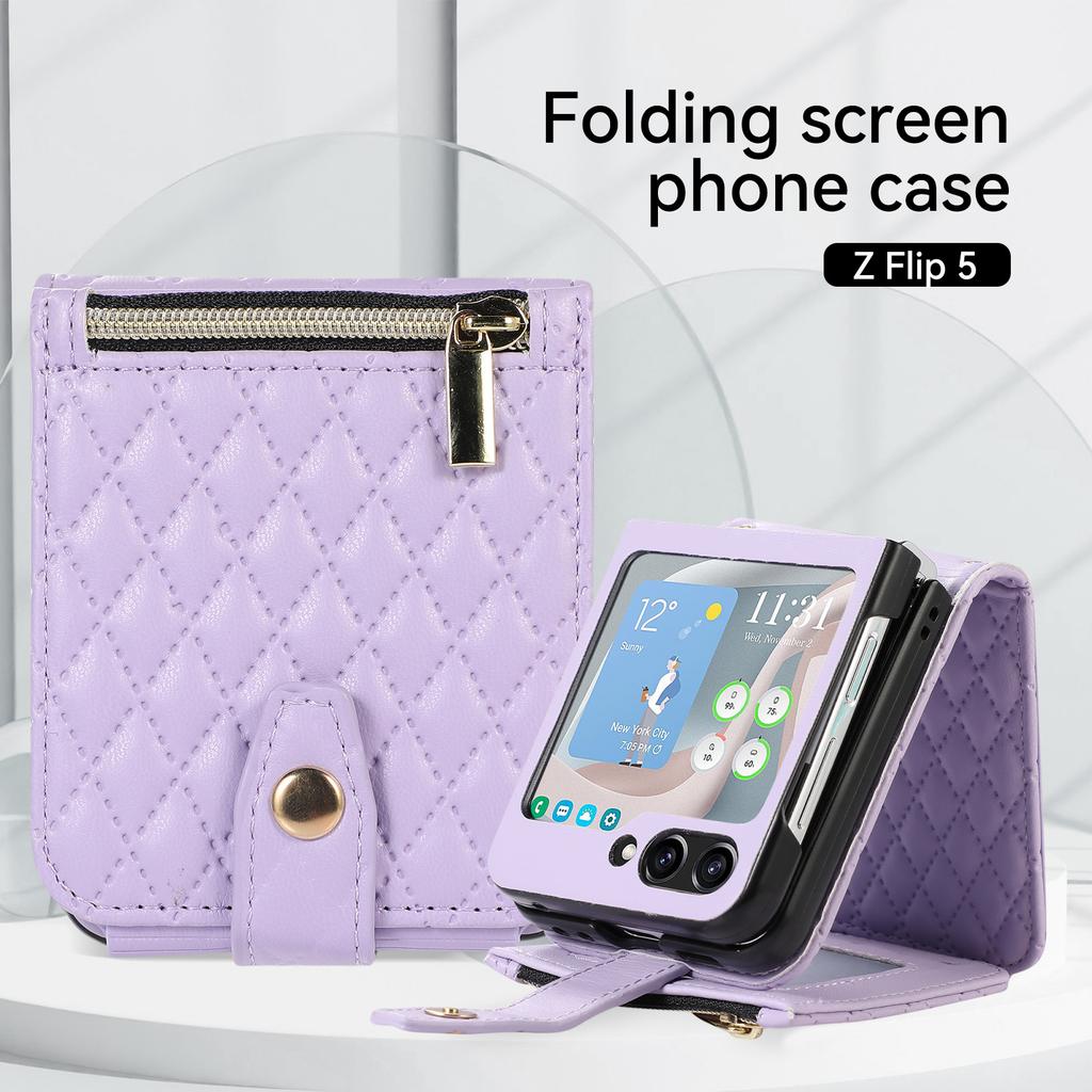 Galaxy Z Flip5 Multi-Karten Handyhülle Faltbar Geeignet für Samsung Fold5 Kleine Duft Crossbody Handy Lederhülle