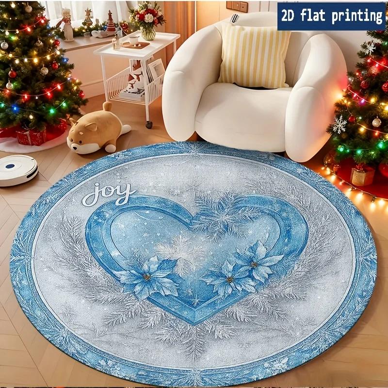Christmas Bells Holiday Seasonal Round Area Rug Xmas Decor Festive Gift for Living Room Floor Mat