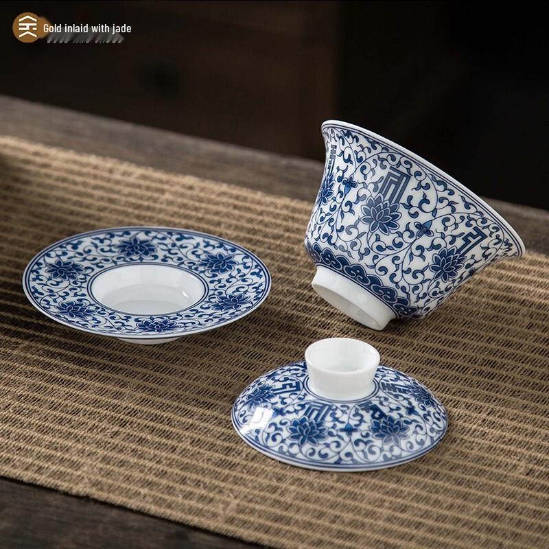 Dehua Blue and White Porcelain Gaiwan Tea Bowl