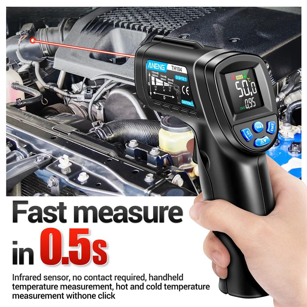 TH104 Infrared Thermometer Laser Temperature Meter -50~550℃ Non-contact Tempetature Gun with VA Reverse Display Screen
