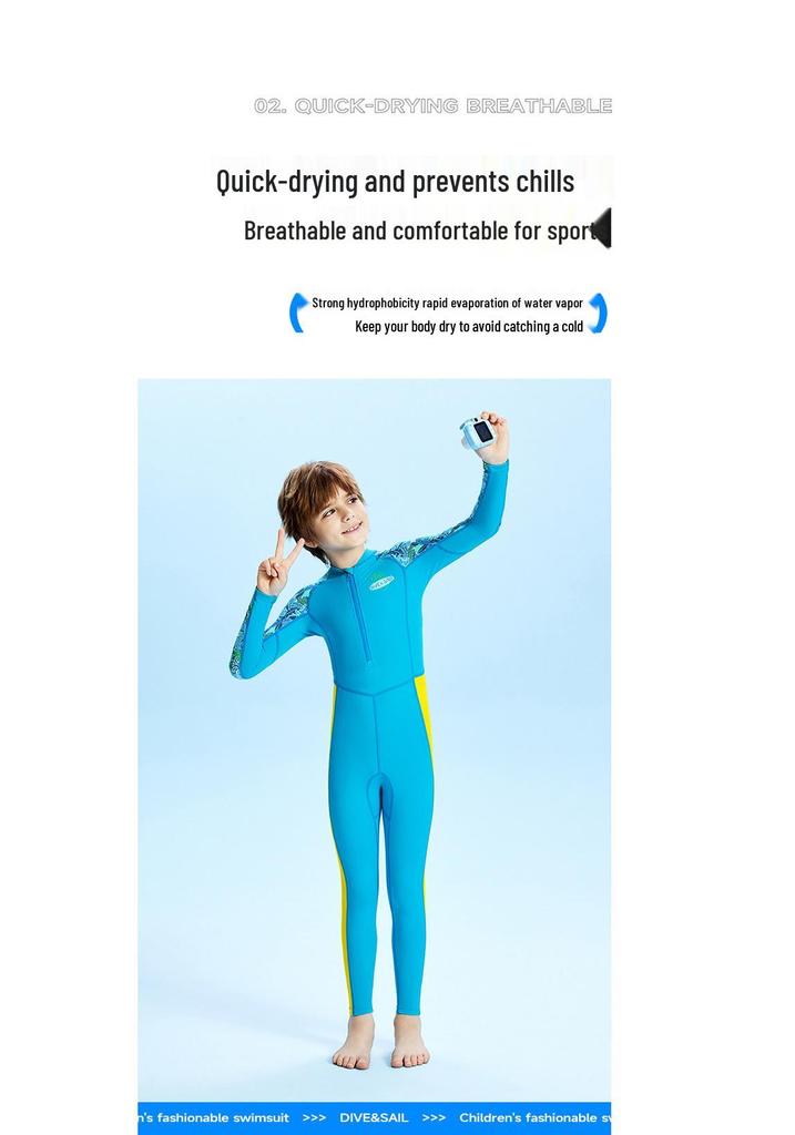 Kids' Sun-Protective Quick-Dry Snorkeling & Surfing One-Piece Swimsuit