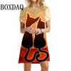 Caton Cute Cat 3D Printed Girl Dress Summer Feminine Kawaii Elegant Cat Casual Dress