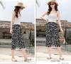 Summer Cotton Silk Polka Dot Slimming Over-the-Knee Pants