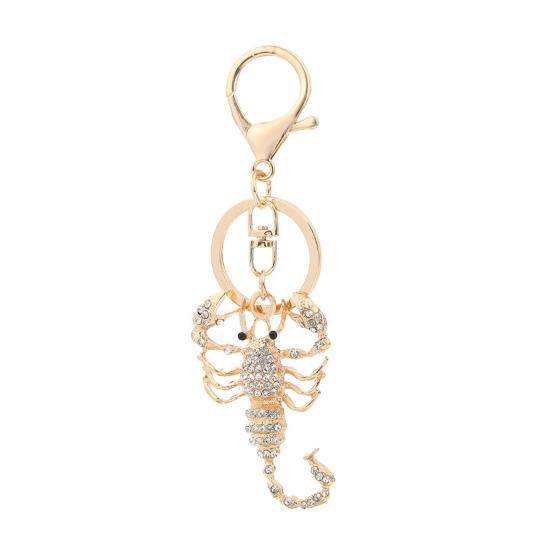 

Keychain Pendant Sparkling Rhinestones Inlaid Three-Dimensional Scorpion Shape Key Chain Lightweight Car Bag Decorative Accessory білий