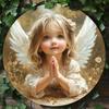 Aluminum Wall Art Angel Floral Wreath Gold Halo Home Decor