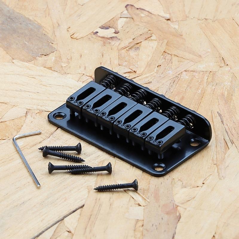 6 String Electric Guitar Bridge with Screws & Wrench Fixed Hardtail Bridge Saddle Guitar Replacement Part Easy To Use
