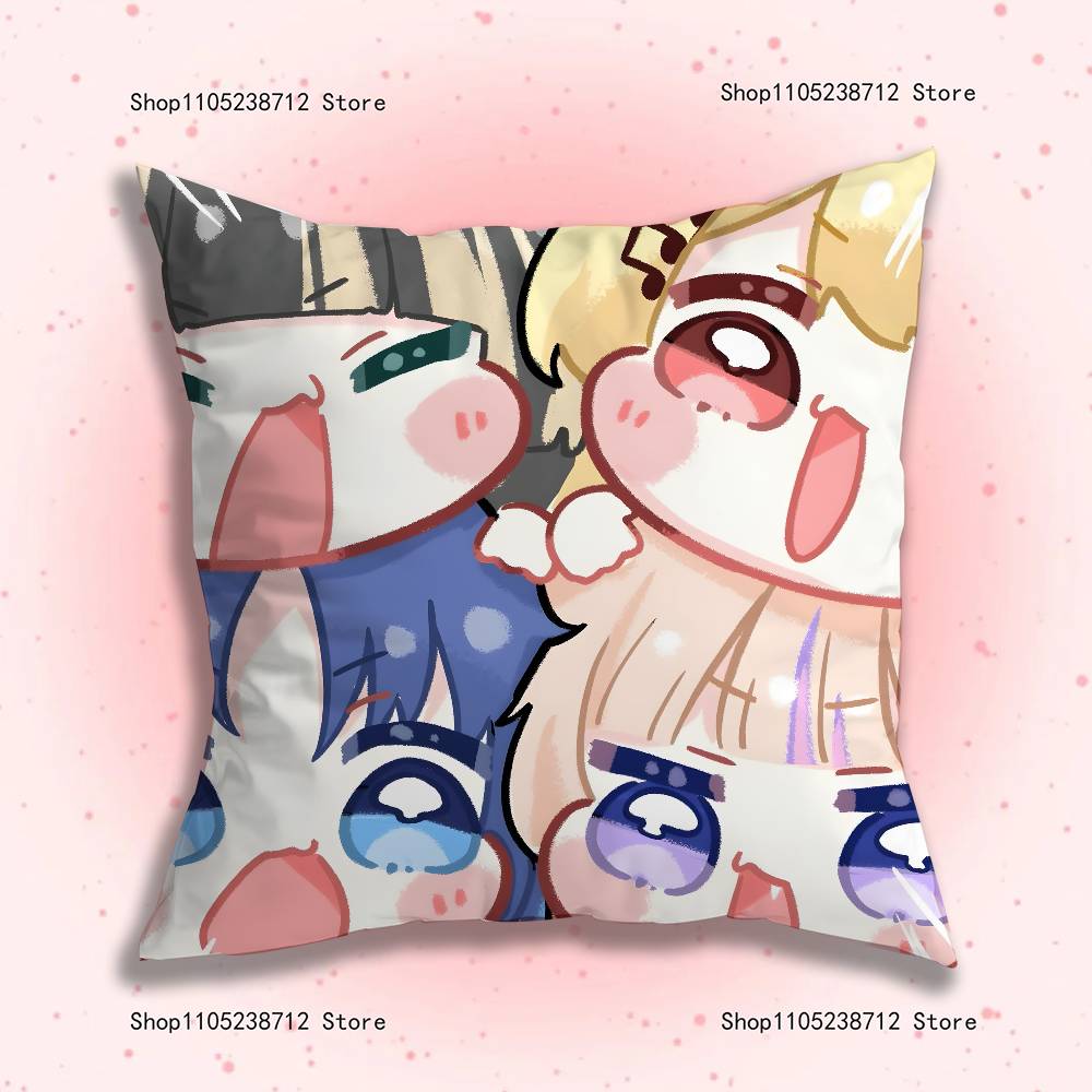 Cute Game T-Trickcal Anime Pillow Case Anti-Dustmite Pillowcase Invisible Zipper Silky Short Plush Sofa Cushion Cover