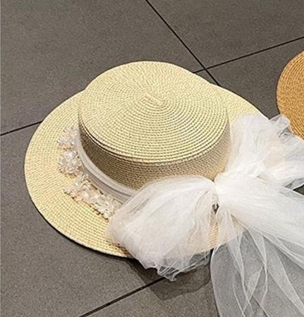 202602-shi ins chic summer French Retro Bride long lace paper grass lady fedoras cap women holiday leisure beach hat