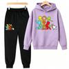 Creative Character Actions Print Kids Pullovers Pants 2-piece Set Street Casual Fashion Hoodies Vintage Boy's Girl Clothes