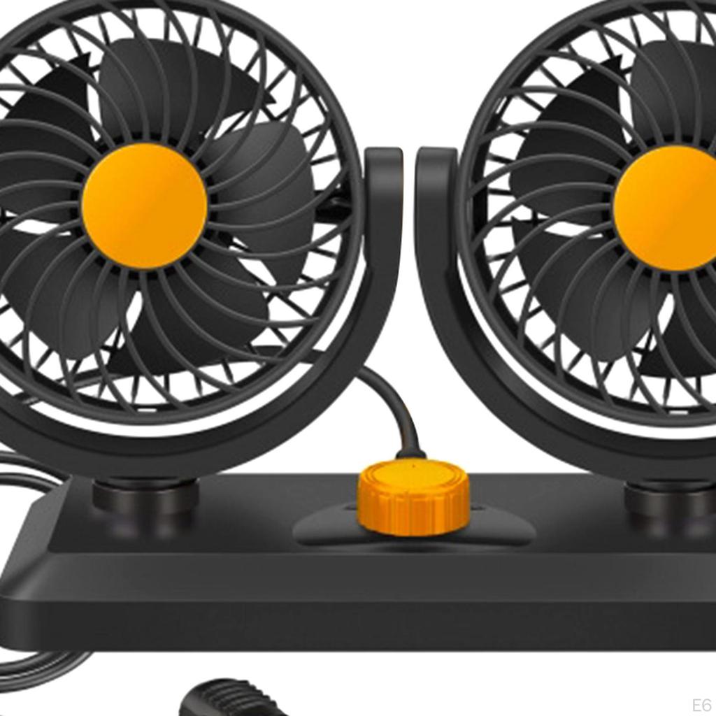 Car Double Head Folding Fan Air Circulation Low Noise Lightweight 2 Speeds Auto Cooling