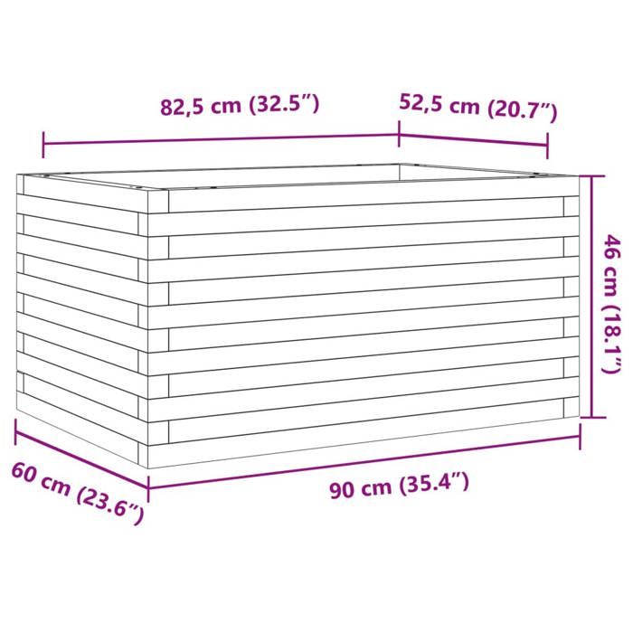 VidaXL Planter 90x60x46 Cm Solid Pine Wood, Outdoor Planter, Flower Box, Plant Box, Planter of 3282454