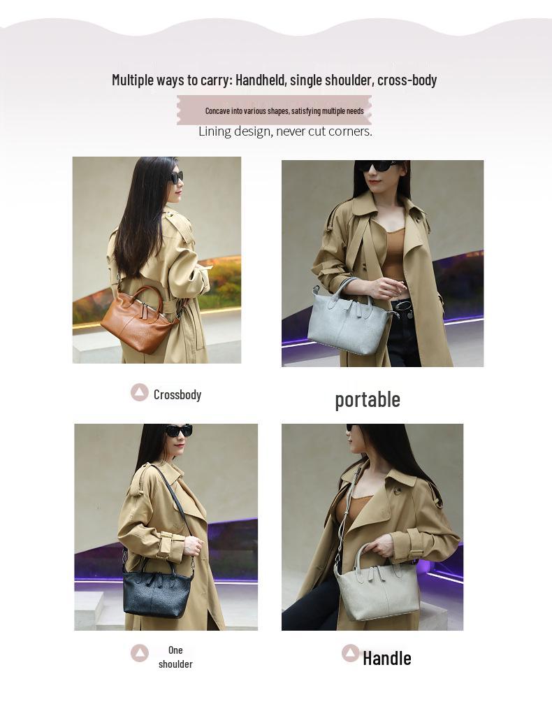 New Fashion Women's Genuine Leather Single Shoulder Crossbody Bag - Top Layer Cowhide Dumpling Design