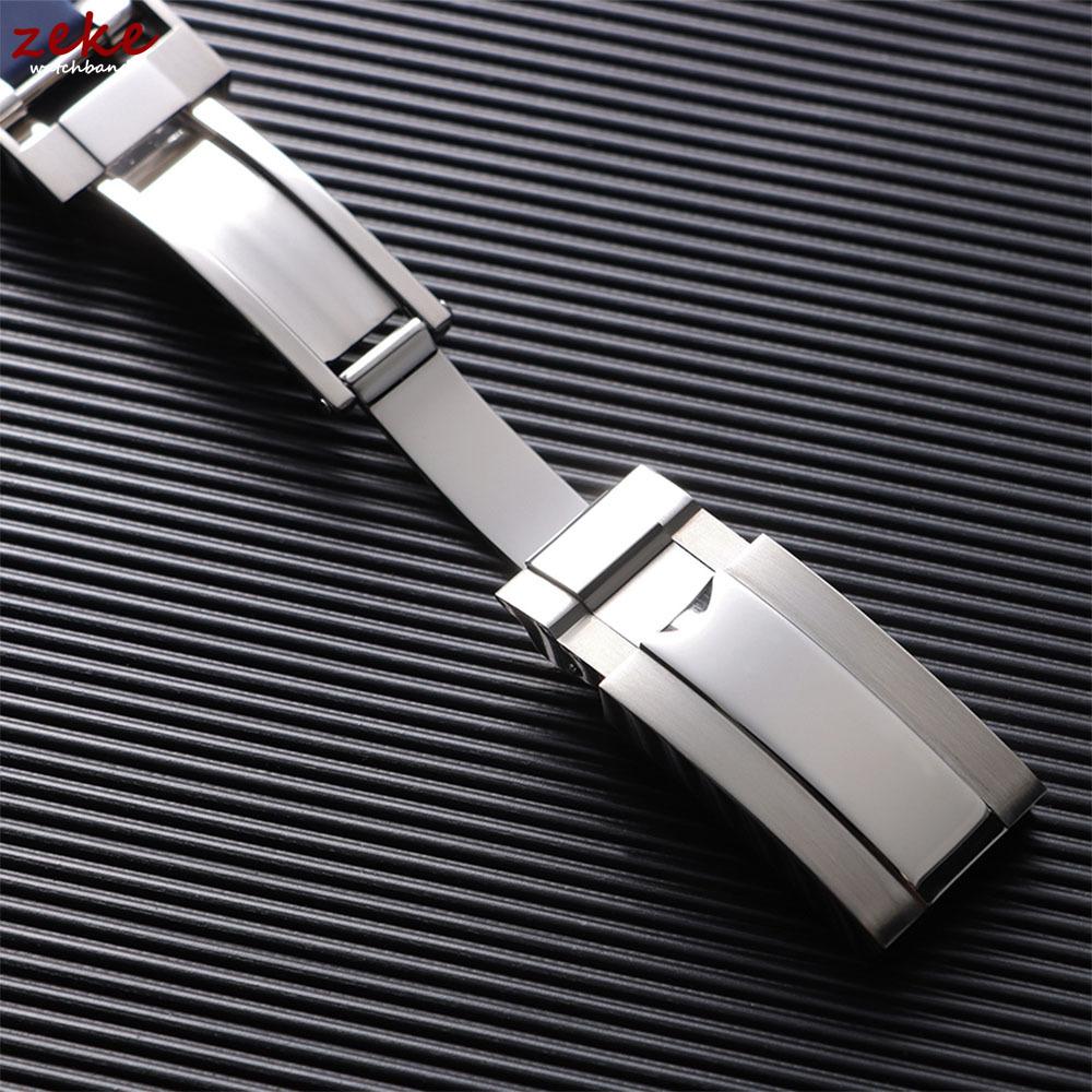 Für Rolex Silikon Uhrenzubehör für GMT Submariner Grün Schwarz Uhrenarmband Flache Schnittstelle Armband 20mm Faltschließe