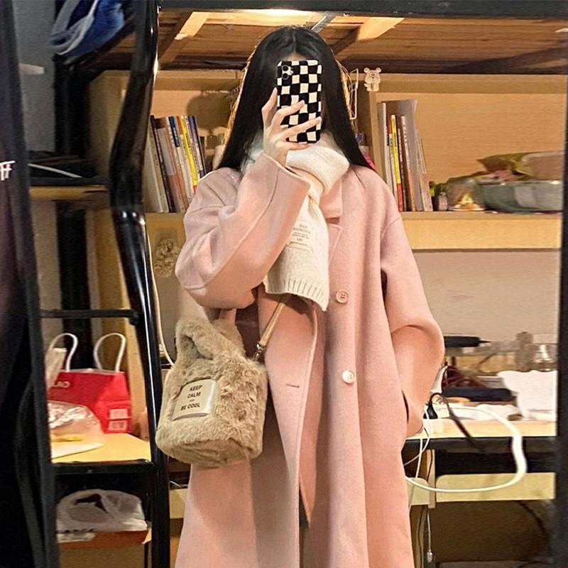 

Двустороннее флисовое пальто для женщин, зимняя корейская пуховая куртка средней длины, утолщенная подкладка, маленькое пальто XL