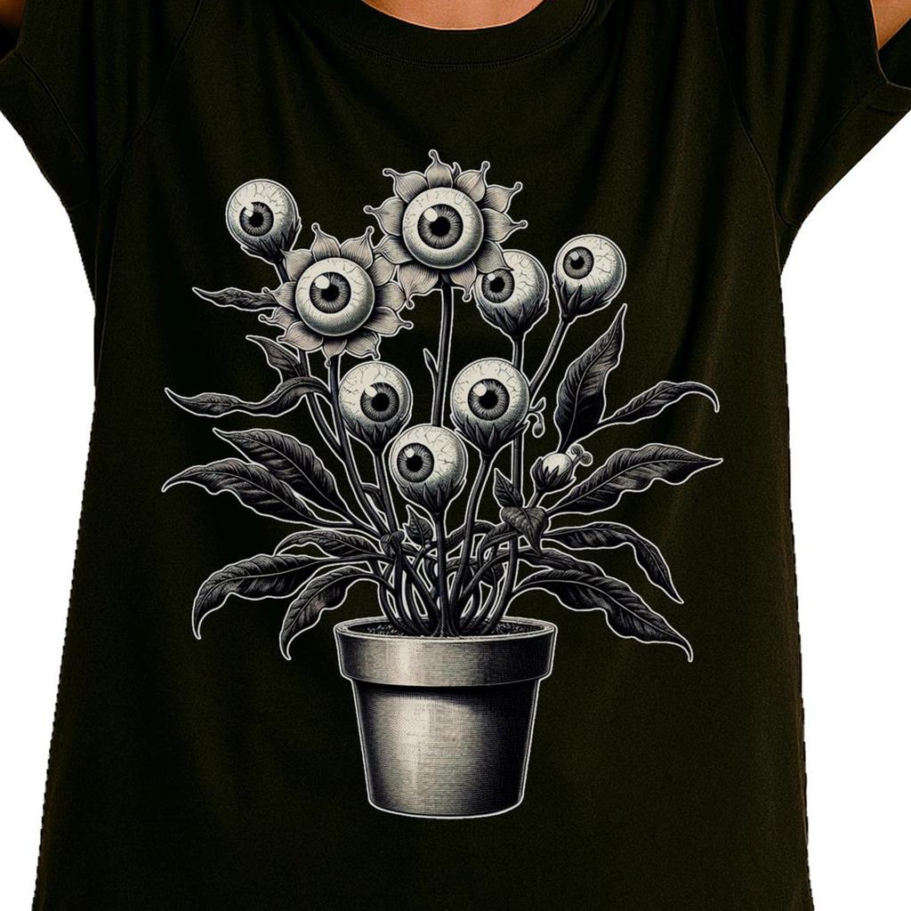 Creepy Plant Eyeballs T-Shirt | Floral Goth Weirdcore Tee | Odd Dark Cottagecore Gift