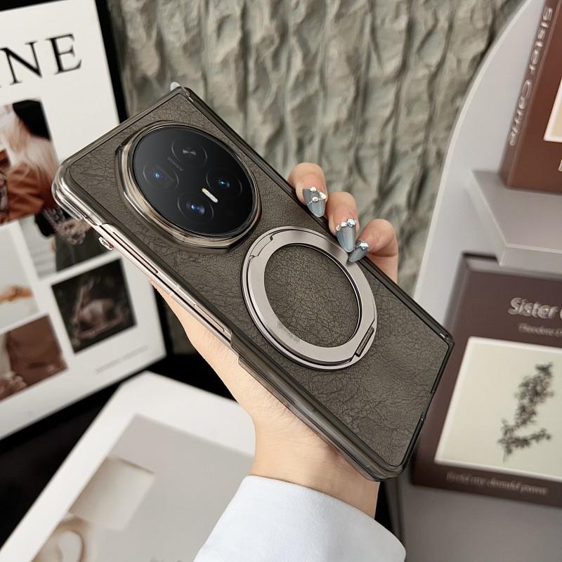 

For Honor Magic V6 Case Hinge Magnetic PU Leather Ring Stand Holder Back Cover For HONOR Magic V6 Honor Magic V6