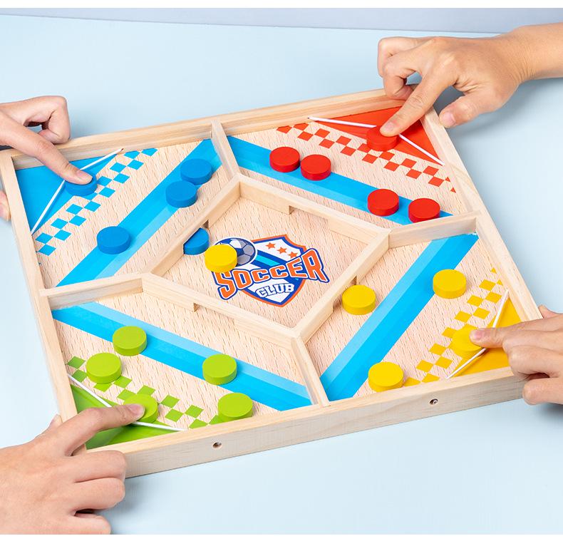 Holz 2-Spieler Bumper Schach & Ludo Interaktives Tischspiel für Eltern und Kinder