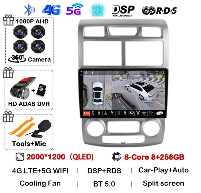 Android 14 Auto Carplay Car Radio For Kia Sportage 2 2004 2005 2006 2007 2008 2009 2010 Multimedia Player Stereo GPS WIFI+4G DSP